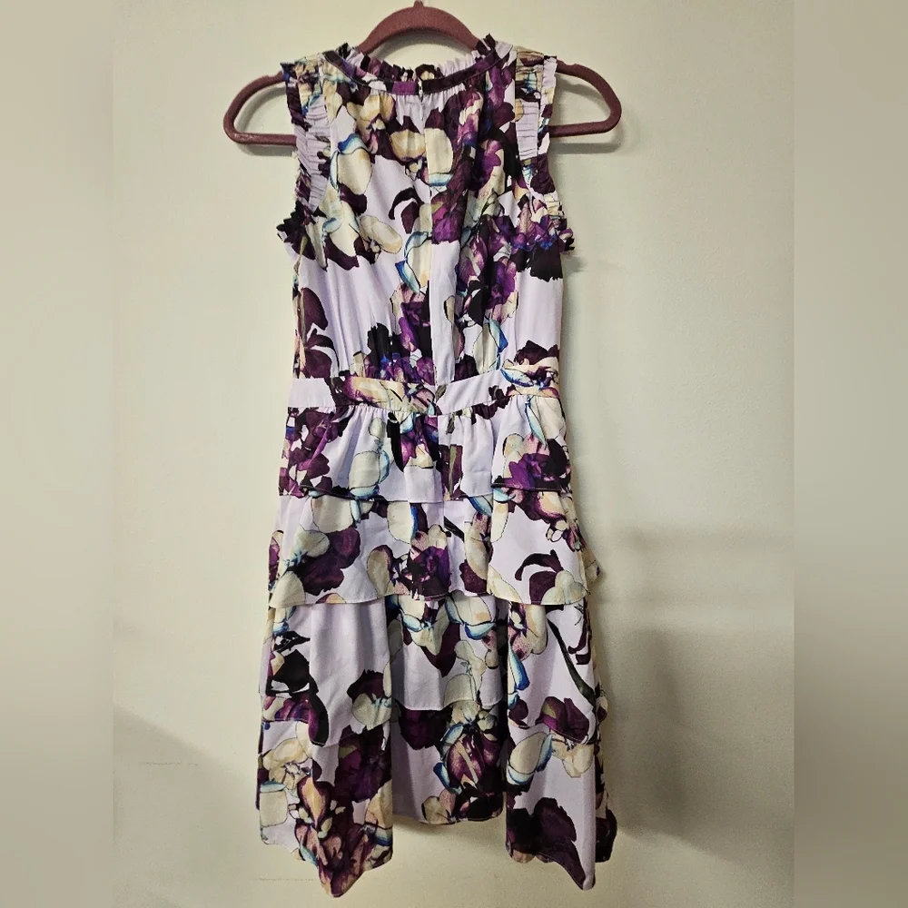 Banana Republic Floral Lilac Sleeveless Dress Size 0 - Picture 2 of 10